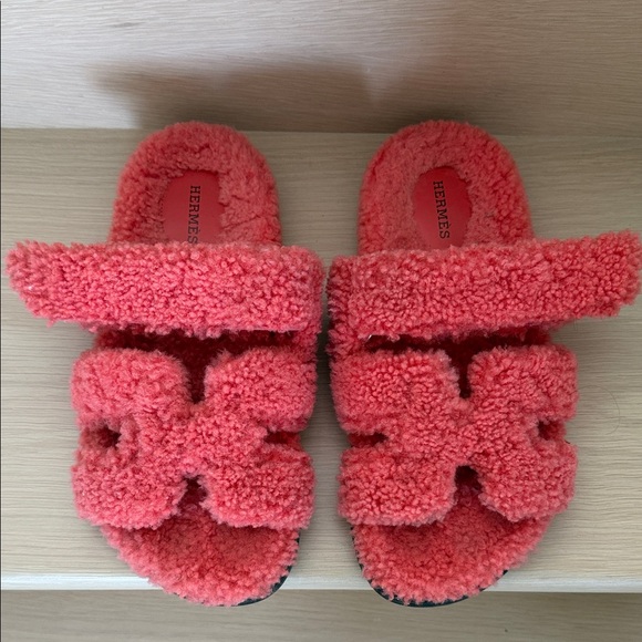 Hermes Shoes - Hermes Chypre Fuzzy Sandals 39